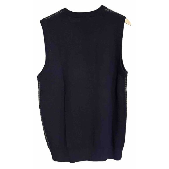 LL Bean Sweater Vest Houndstooth V Neck Lambs Wool Men's Medium Tall - Picture 2 of 6